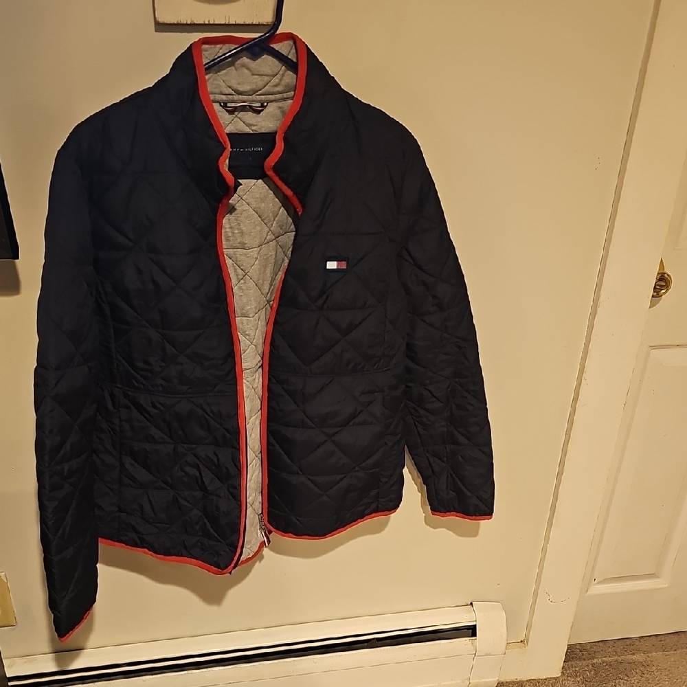 Tommy Hilfiger Quilted Jacket - Black with Red Trim